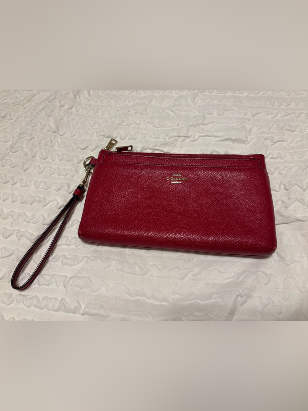Coach Red Leather Wristlet Clutch